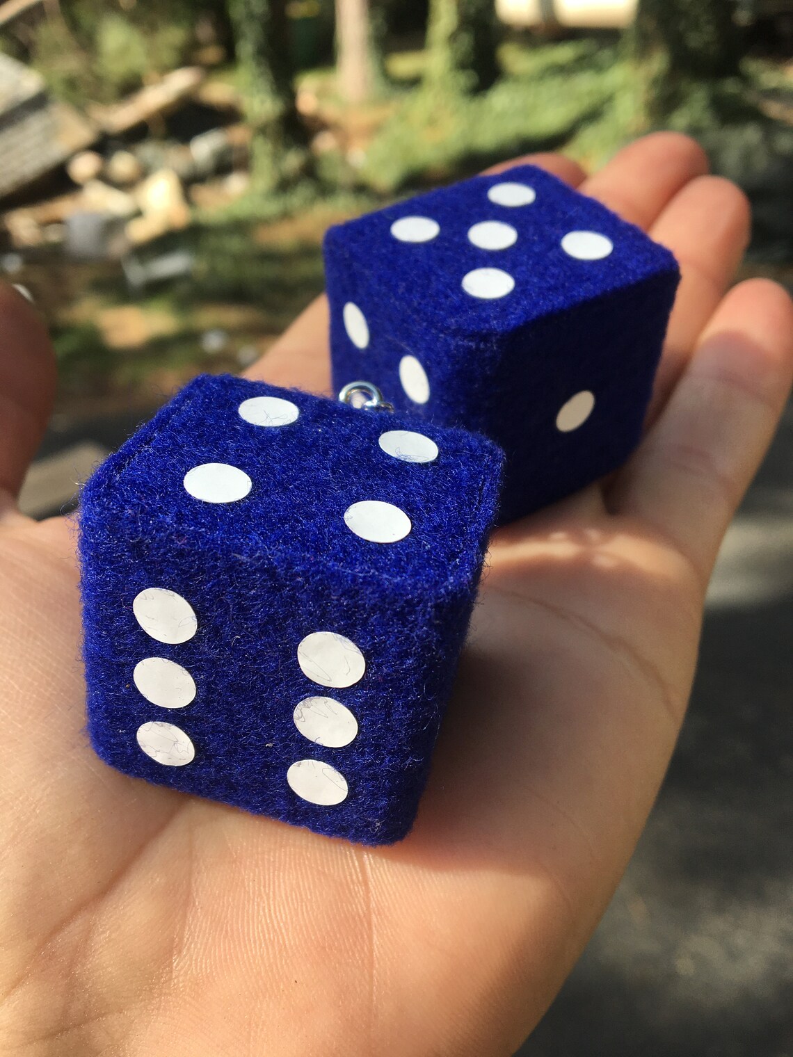 Royal Blue Fuzzy Dice With White Dots and Chain or Cord Etsy
