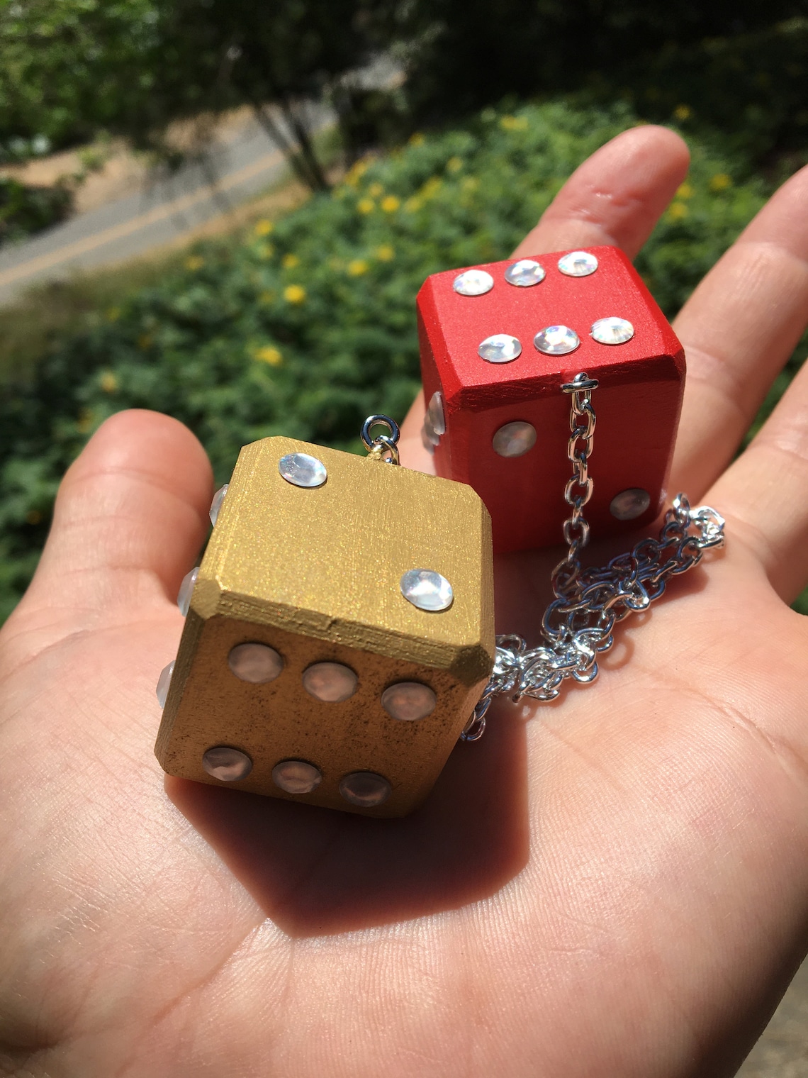 Red & Gold Bling Sports Mirror Dice Solid Maple New Product Etsy