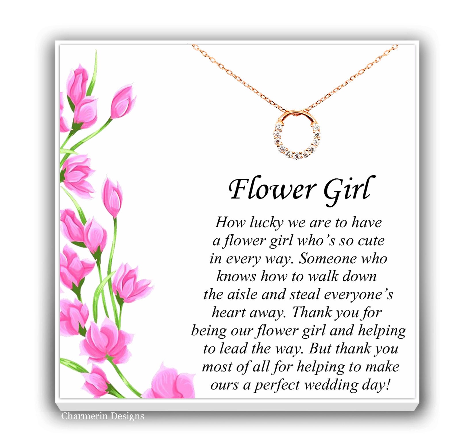 Flower Girl Proposal Gift Circle Necklace Wedding Party Etsy