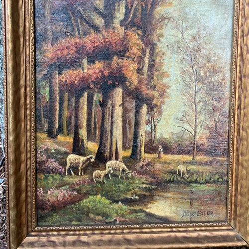 Vintage New England Fall shops Pastoral Scene- Oil on Board, signed