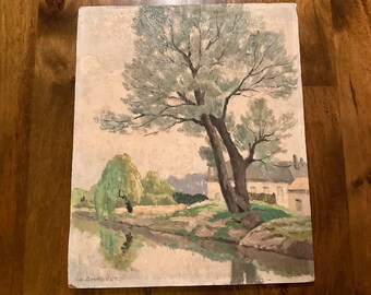 Original Oil on board by French artist Edmond Chauvet (1903-1968) from Parisian flea market