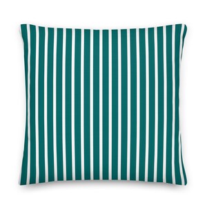 White and Green Stripe Pillow