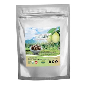 Organic Nutmeg Whole, Freshly Harvested Aromatic Spice Premium Grade Fairtrade
