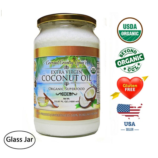 Organic Coconut Oil for Beauty and Cooking, Extra Virgin Natural Gluten Free Coconut Oil, Hair Mask Skin Moisturizing Coconut Oil