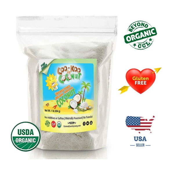 Shredded Coconut Unsweetened,1 lb, Organic Fine, Great Coconut Milk, Keto Paleo USDA Approved USA