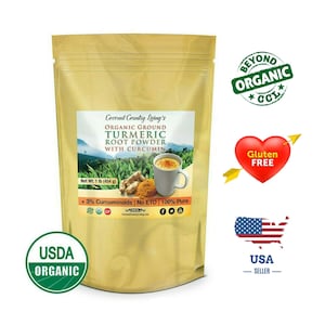 Turmeric Root Powder (Curcuma Longa) Organic Pure Non-GMO USA With Ebook