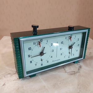 Vintage mechanical chess clock, brand JANTAR, table clock 1980's USSR