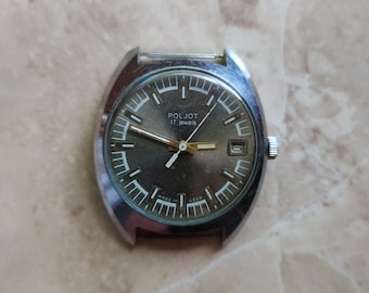 Vintage watch brand Poljot, rare mechanical watch, made in USSR 1980s