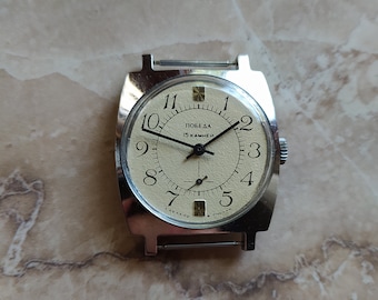 Vintage brand Pobeda men's watch, mechanical watch, working condition 1990s
