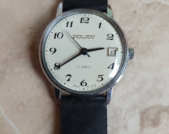 Vintage horlogemerk Poljot, Sovjethorloge mechanisch, gemaakt in de USSR, jaren 80, werkende staat