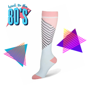 Calcetines de compresión para mujer, de color rosa y azul, estilo años 80, tejidos a mano, de 20 a 30 mmHg, para viajes de enfermeras, calcetines de compresión para entrenamiento - ENVÍO GRATIS