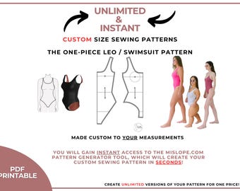 Made-to-measure One piece swimsuit sewing pattern - custom dance leotard - cosplay bodysuit -  Bodysuit Set Sewing Pattern, custom size