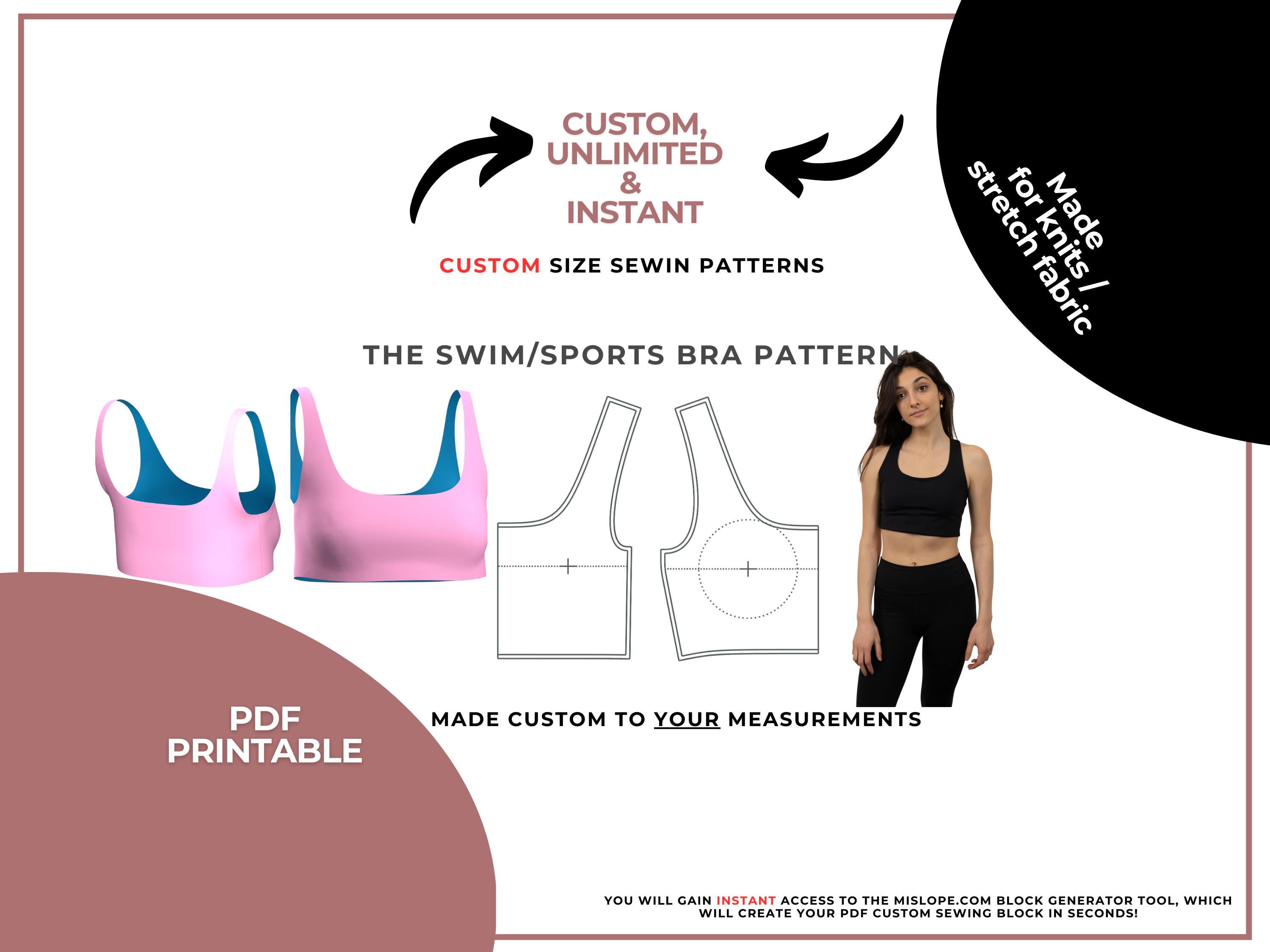 Made-to-measure sports bra sewing pattern, custom swim top sewing pattern, custom dance costume top, bikini top Sewing Pattern, PDF download