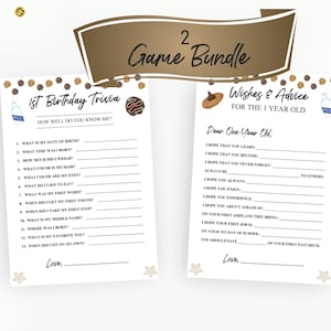 1st Birthday Trivia. Wishes And Advice For The 1 Year Old. Milk And Cookies First Birthday Party Game Bundle. Instant Digital Download.
