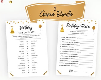 Girl Birthday 2 Game Bundle. This Or That. Birthday Trivia. Girl Birthday Games. Teen/Tween, adult birthday games. Instant Digital Download.