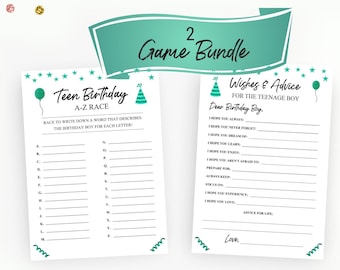 Teen Birthday 2 Game Bundle. Birthday A-Z Race. Wishes & Advice. Boy Birthday Games. Instant Digital Download. Printable Game Keepsake.