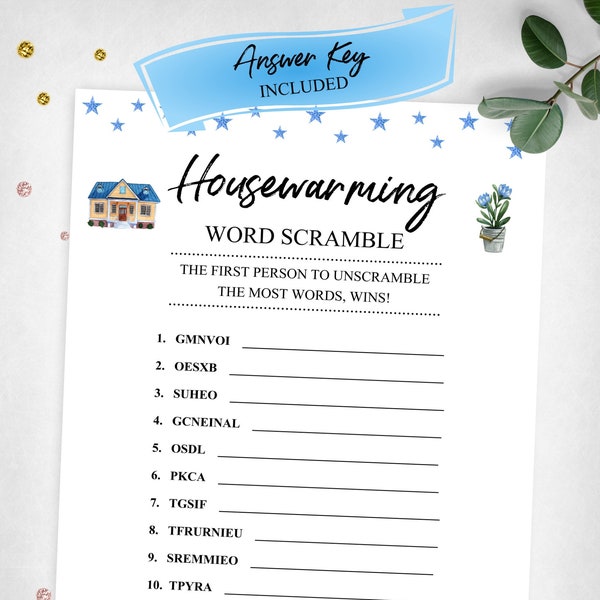 Housewarming Word Scramble. Housewarming Party Game. Real Estate. New Home Party. Instant Digital Download. Printable Game.