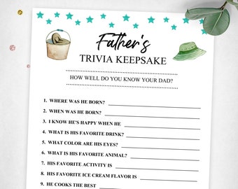 Father's Trivia. Father's Day Holiday Keepsake Game. At Home Game. Instant Digital Download. Printable Game.
