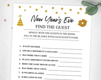 New Year's Eve Find The Guest. Holiday Printable Game. New Year's Eve Game. Gold Holiday Game. Gold New Year's. Instant Digital Download.