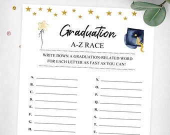 Graduation A-Z Race. Graduation Party Game. At Home Game. Instant Digital Download. Printable Game.