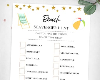 Beach Scavenger Hunt. Spring, Summer Outdoor Scavenger Hunt. Beach Fun. Instant Digital Download. Printable Game.
