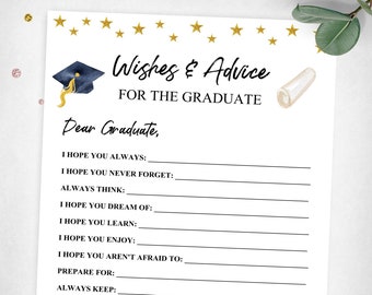 Wishes and Advice For the Graduate. Graduation Party Game. Keepsake Game. Instant Digital Download. Printable Game.