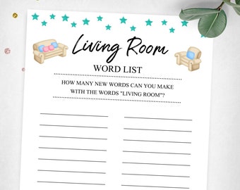 Living Room Word List. In The Home Game. Rainy Day Game. Housewarming Party Game. Real Estate Game. Instant Digital Download. Printable Game