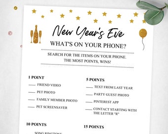 New Year's Eve What's On Your Phone. Holiday Printable Game. New Year's Eve Game. Holiday Game. Gold New Year's. Instant Digital Download