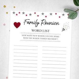 Family Reunion Game Word List. Family Party Game. Word List Game. Instant Digital Download. Printable Game.