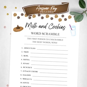 Milk and Cookies Word Scramble. Birthday Party Game. Milk & Cookies Theme Word Scramble Slumber Party Game. Instant Digital Download.