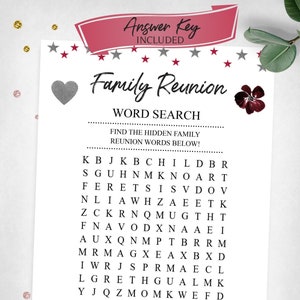 Family Reunion Game Word Search Family Party Game Word Search Game