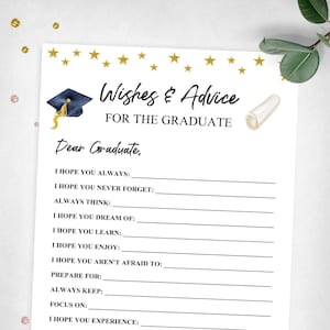 Wishes and Advice For the Graduate. Graduation Party Game. Keepsake Game. Instant Digital Download. Printable Game.