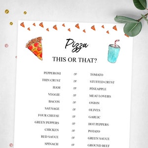 Pizza This Or That? Pizza Party Game. Slumber Party Game. Instant Digital Download. Printable Game.