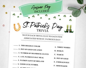St. Patrick's Day Trivia. Party Game. Holiday Game. Green St. Patrick's Day Game. Instant Digital Download. Printable Game.