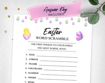 Easter Word Scramble. Home Party Game. Holiday Game. Pink Easter Game. Instant Digital Download. Printable Game.