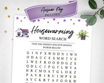 Housewarming Word Search. Housewarming Party Game. Real Estate. New Home Party. Instant Digital Download. Printable Game.