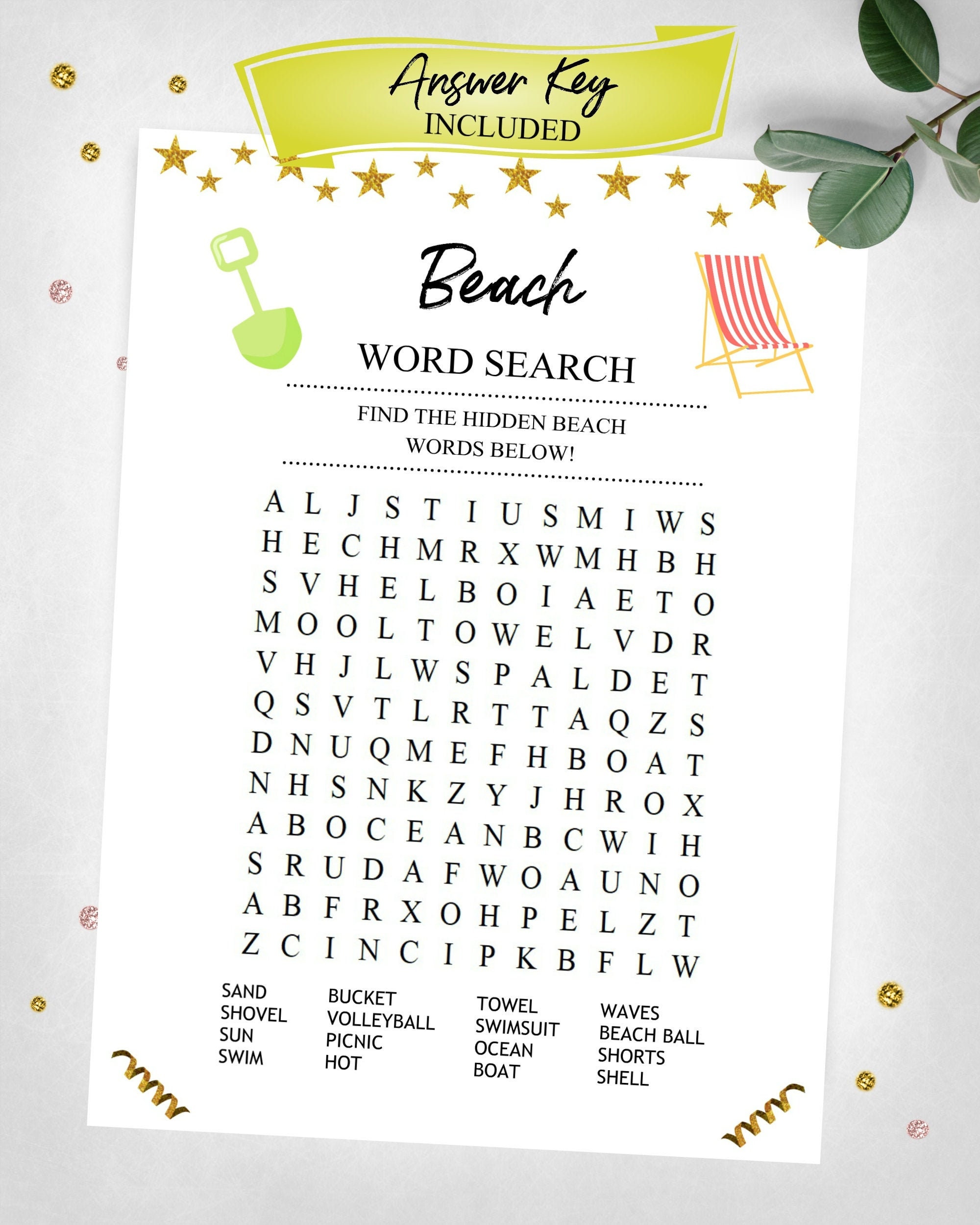 beach word search spring summer beach word search game beach fun instant digital download printable game