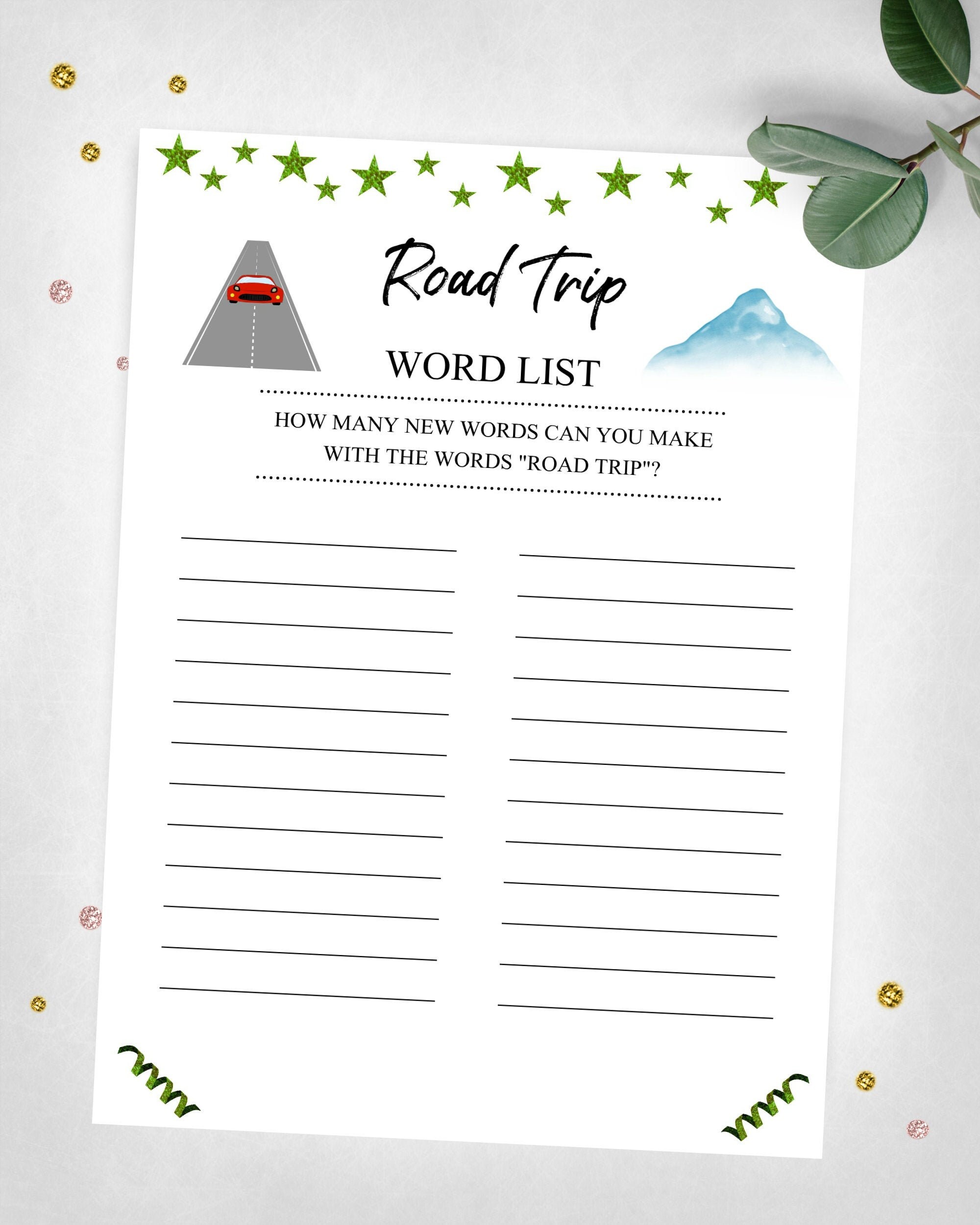 Road Trip Word List. Road Adventure Word Game. Car Trip Game. - Etsy