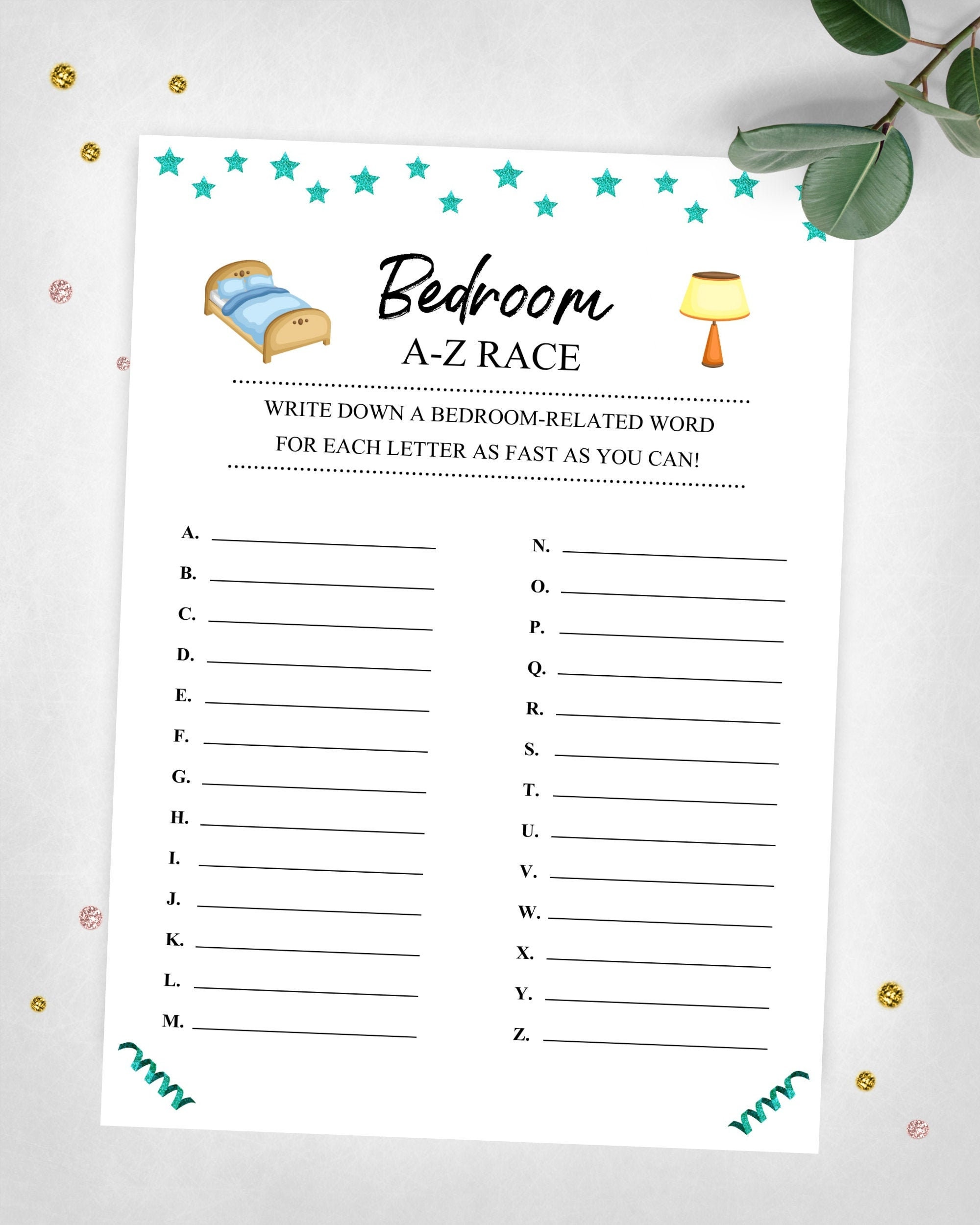 Bedroom A-Z Race. in the Home Game. Rainy Day Game. Housewarming Party Game. Real Estate Game. Instant Digital Download. Printable Game. - Etsy bedroom-a-z-race-in-the-home-game-rainy-day-game-housewarming-party-game-real-estate-game-instant-digital-download-printable-game-etsy