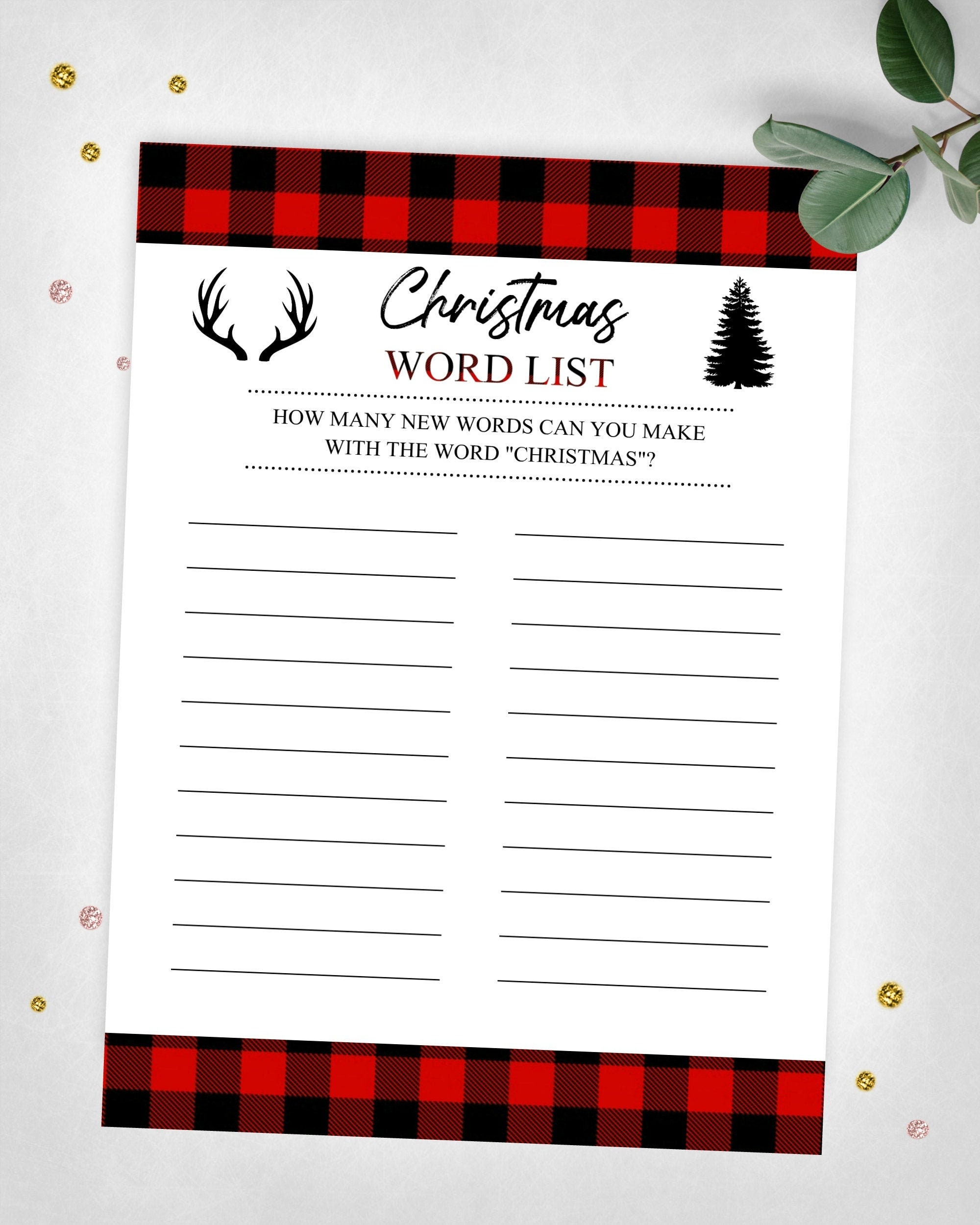 Christmas word list online