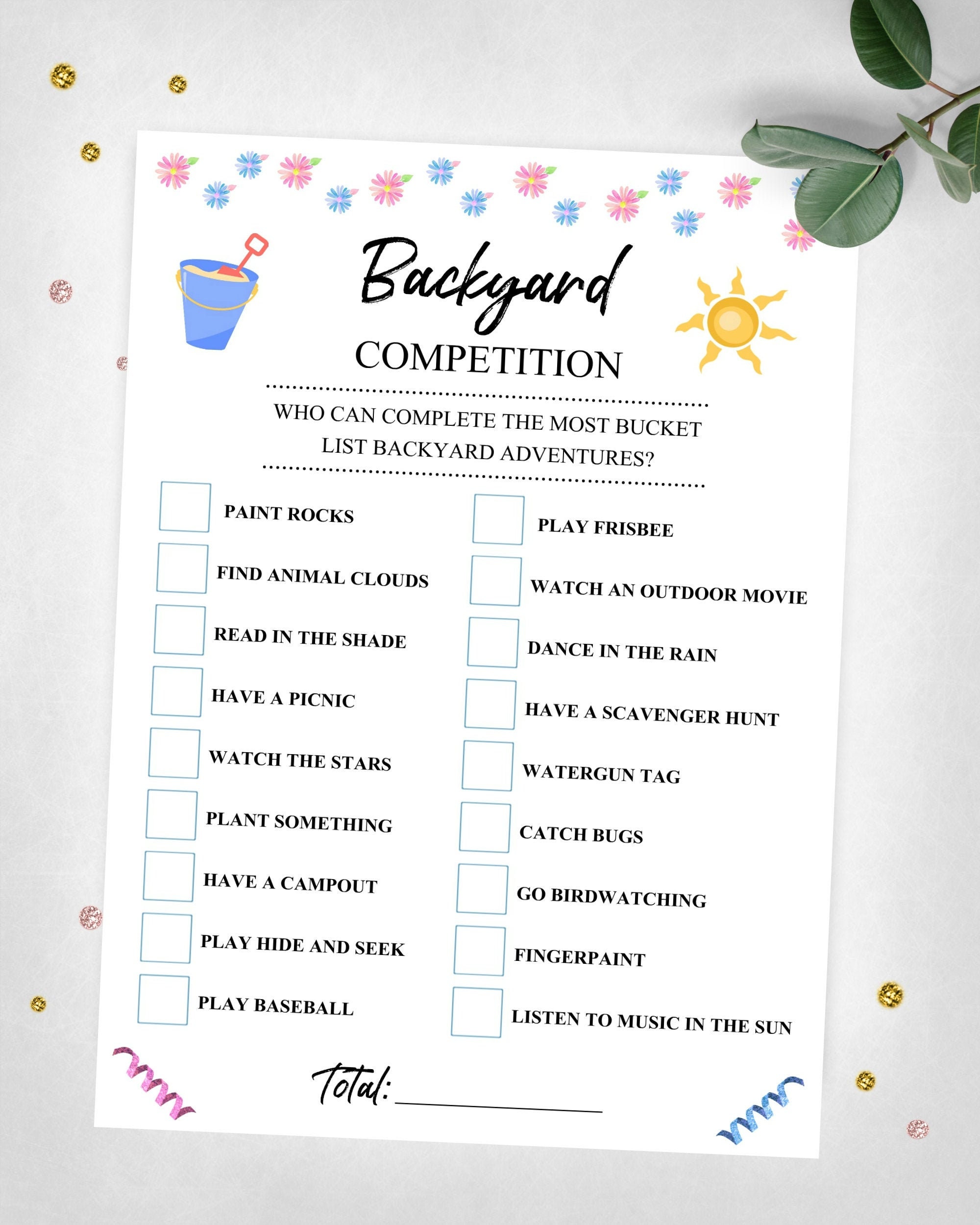 Backyard Competition. Summer Bucket List Game. Outdoor Game. Etsy