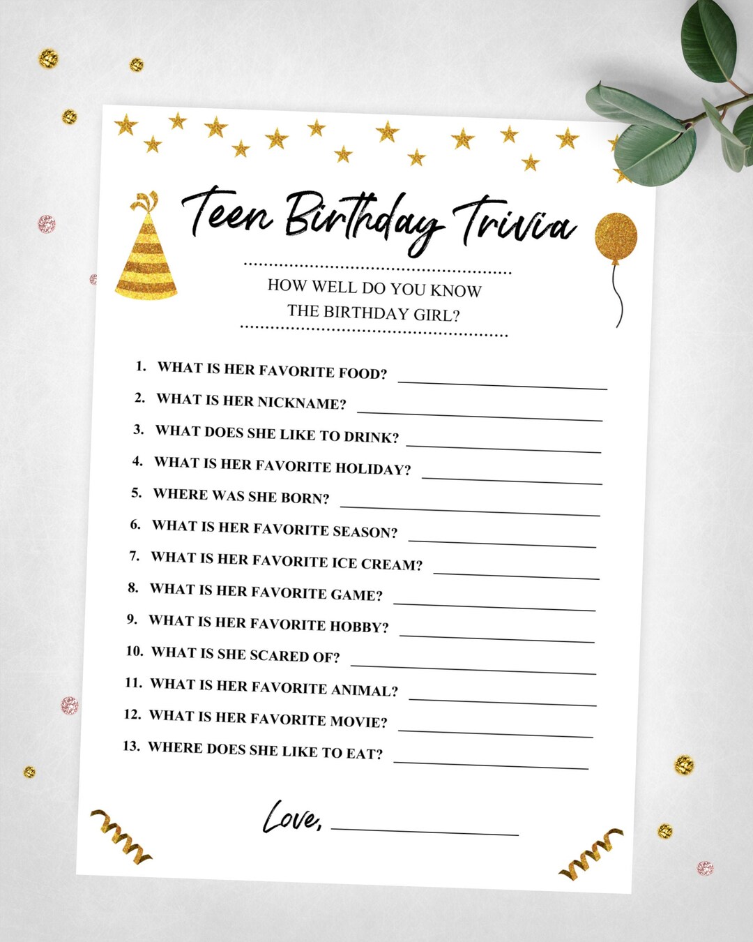 Teen Birthday Trivia. How Well Do You Know Me Girl Trivia Birthday Game