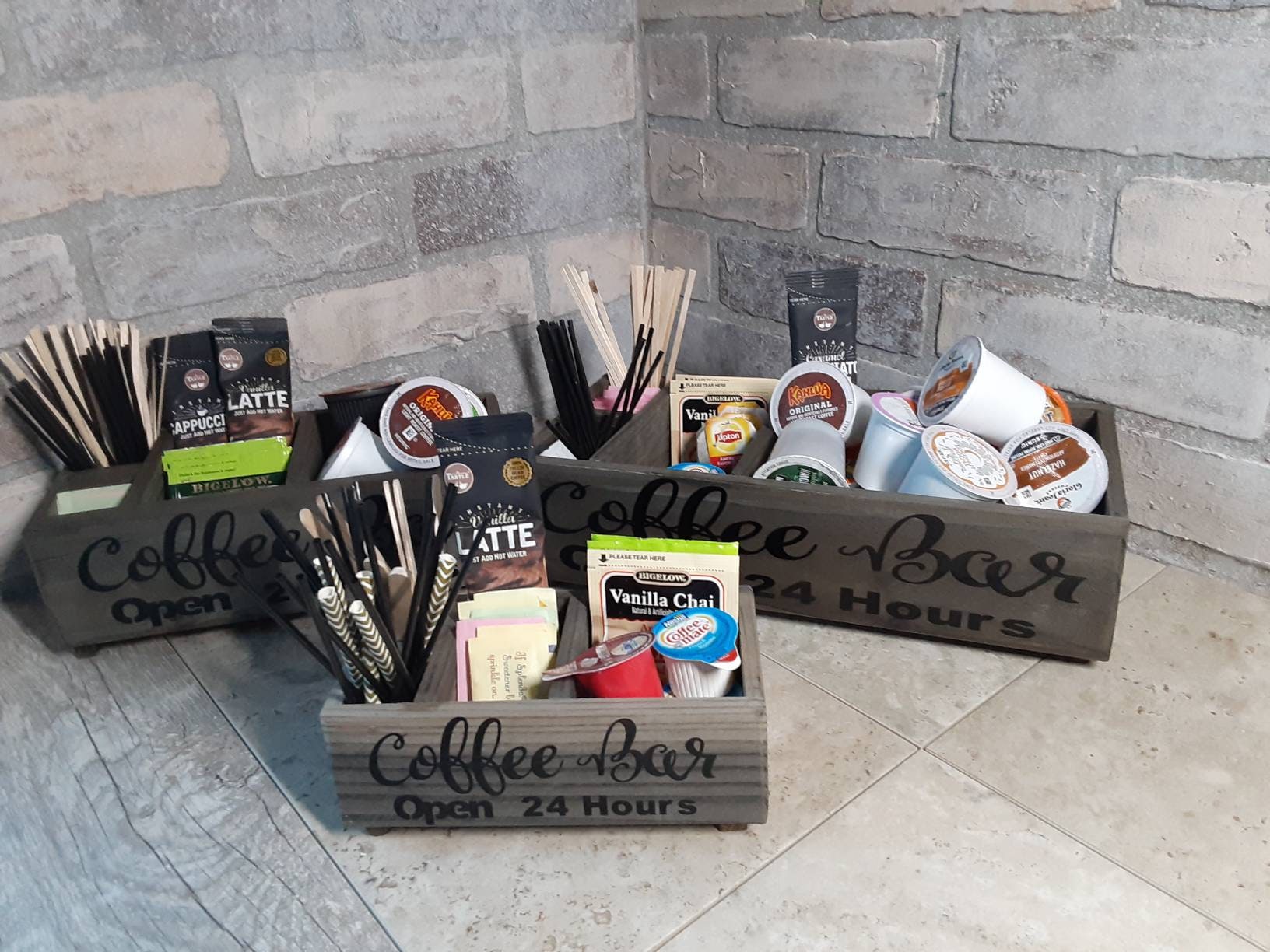 Coffee caddy coffee bar caddy sugar holder kcup holder Etsy