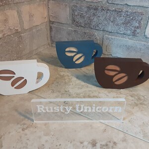 Coffee mug/ coffee bar accessories/ coffee  decor/ coffee  bar/ carved  wood decor cute for bean garland/ coffee bar decor tier tray decor