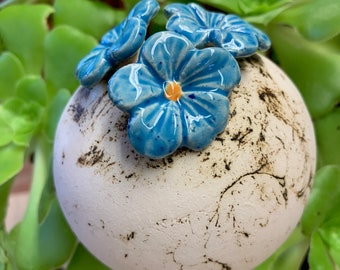 Gartenkeramik Dekoration Handarbeit Knospe Blüte Kugel Rosenkugeln Deko Keramik