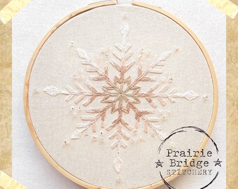 Shabby Chic Snowflake Embroidery Pattern: Beaded Winter Decor (PDF Digital Download)