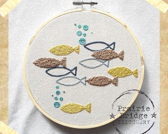 Fish Embroidery Pattern: Coastal Beach Decor (PDF Pattern)