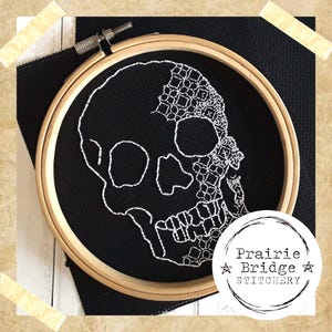 Skull Blackwork Embroidery Pattern | Instant Digital Download | PDF File | Gothic chart