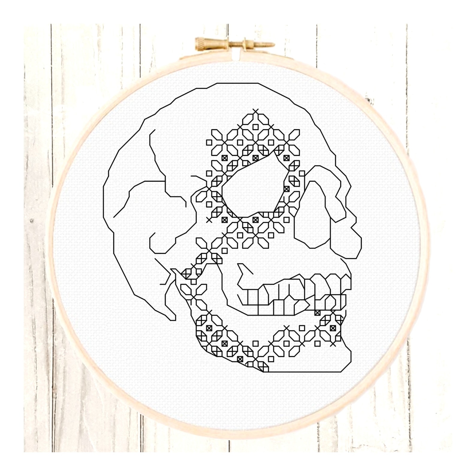Blackwork Embroidery Skull Pattern Gothic Embroidery Home Etsy