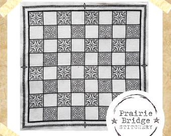 Chessboard Blackwork Stickmuster (PDF Download)